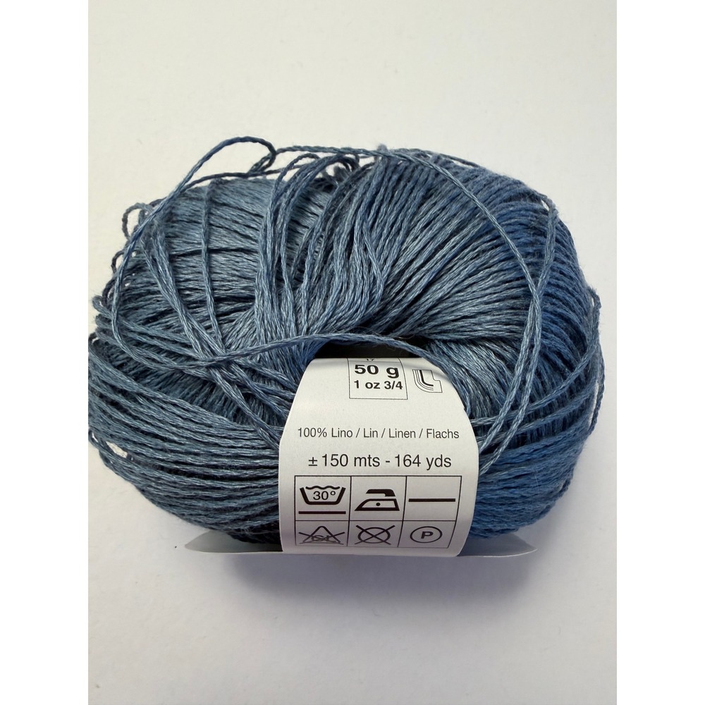 New Katia Lino 100% Linen Yarn 50g Blue Crochet Knitting Summer Fiber - Picture 2 of 7